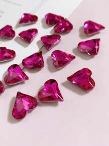 10 件立体爱心形状设计美甲装饰水钻、玻璃水钻 DIY 美甲用品、美甲饰品、美甲宝石、美甲、爱心水钻、心形水钻、心形、美甲沙龙美甲饰品美甲宝石 - 玫紅色 - 查看 3