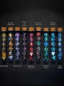 7pcs/Set Fantasy Polyhedral Dice Set For D&D, Coc - Suitable For Over 14 Years Old, Party Game,Tabletop Game, Role Playing Game Dice Set