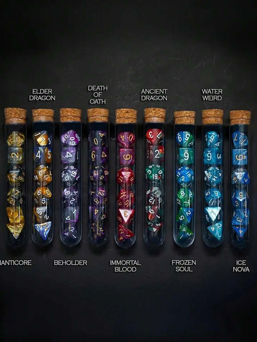 7pcs/Set Fantasy Polyhedral Dice Set For D&D, Coc - Suitable For Over 14 Years Old, Party Game,Tabletop Game, Role Playing Game Dice Set