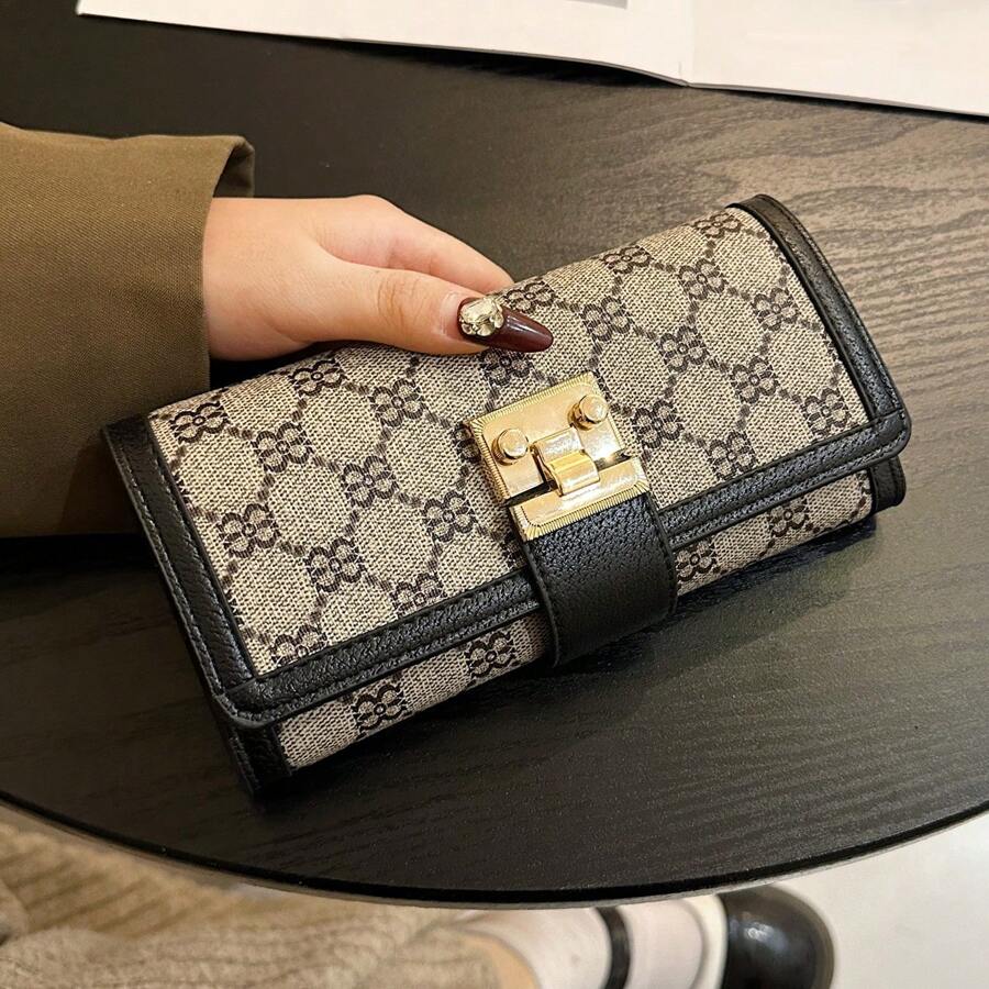 Fashionable Lightweight Casual Long Wallet, Handheld Coin Purse, Card Holder, Travel Wallet For Women Money Wallet Purse Wallet - Black - View 1