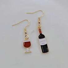 2pcs Mini Creative Red Wine Bottle Earrings Women Fun Food Jewelry For Wine Lovers Gift