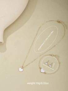 1pc Fashionable Simple White Watch + 4pcs Love Themed Jewelry Set - White - View 4
