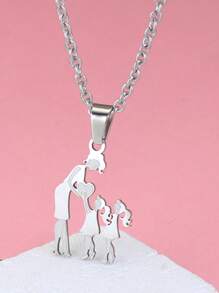 XJYHDY 1條不鏽鋼銀色家族項鍊,帶有母子吊墜,是女性母親節禮物 - 銀色 - 查看 9