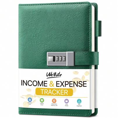 Income & Expense Tracker, Bookkeeping Leger Book For Small Business, Undated Accounting Ledger Book- 53 Weeks, A5 PU Leather Record Notebook, 8.6x5.8in