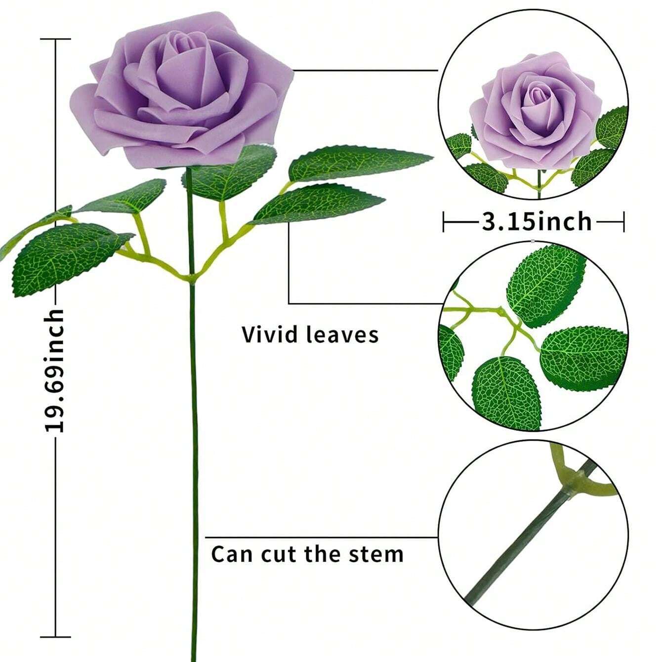 Artificial Flowers 7/12/17/22/27/32pcs Real Looking Ivory Foam Fake