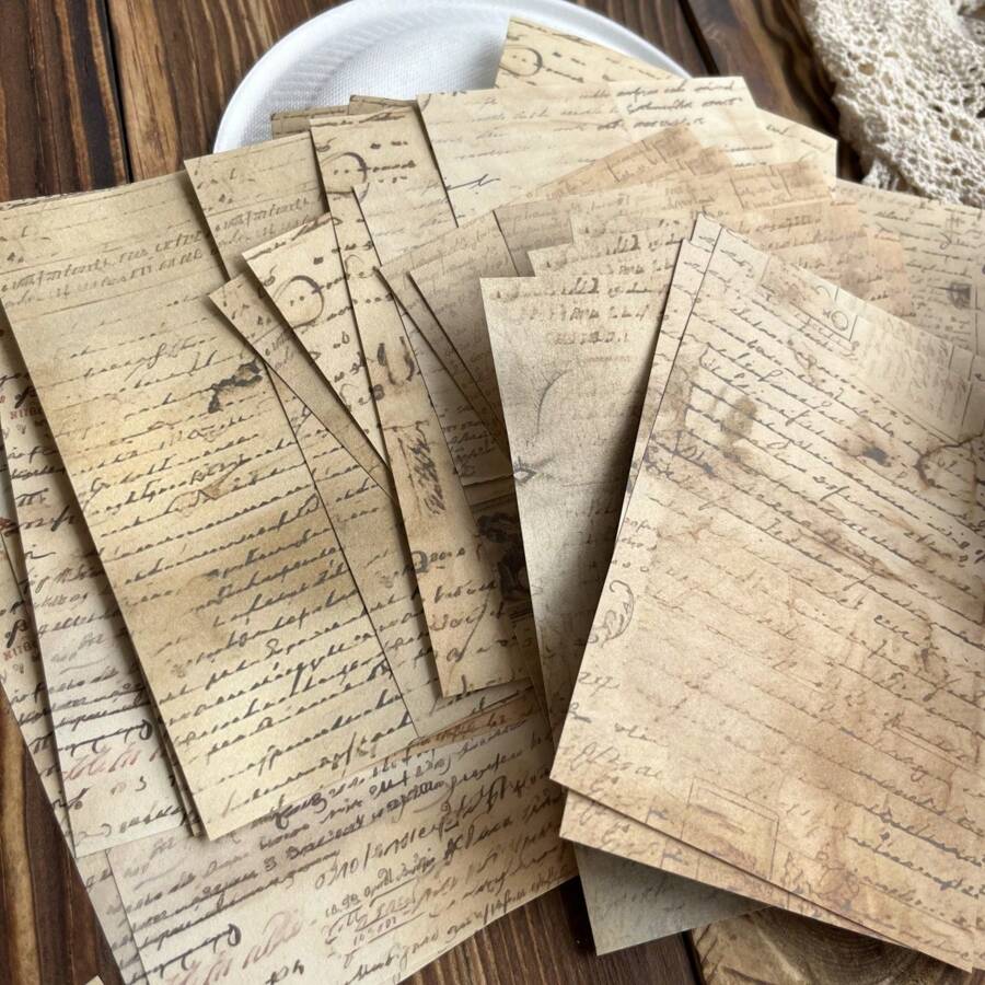30 Sheets Vintage Style Papers, Manuscript Old Design, Notes Plant, Lightweight Paper, Vintage