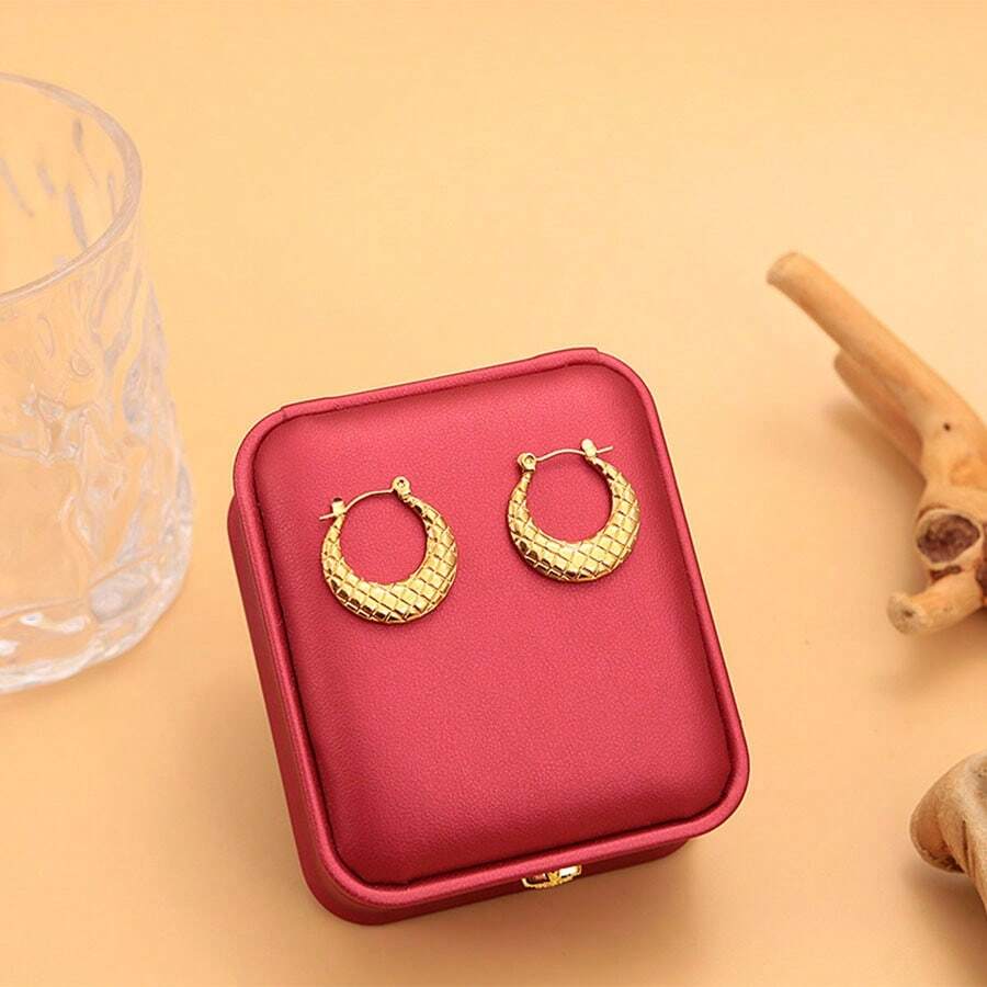 2pcs U-Shaped Stainless Steel Openwork French Style INS Daily Wear Accessories - Gold - View 1