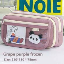 1pc Black Super-Pencil Case With Lovely Panda Pattern, Popular Stationery Box/Pen Holder For Students, Large Capacity Transparent Pencil Case/Pouch For Male Or Female Students, Highly Attractive Pencil Case For Primary And Middle School Students Back To School,Pencil Pouch,School Bag - Multicolor - View 14