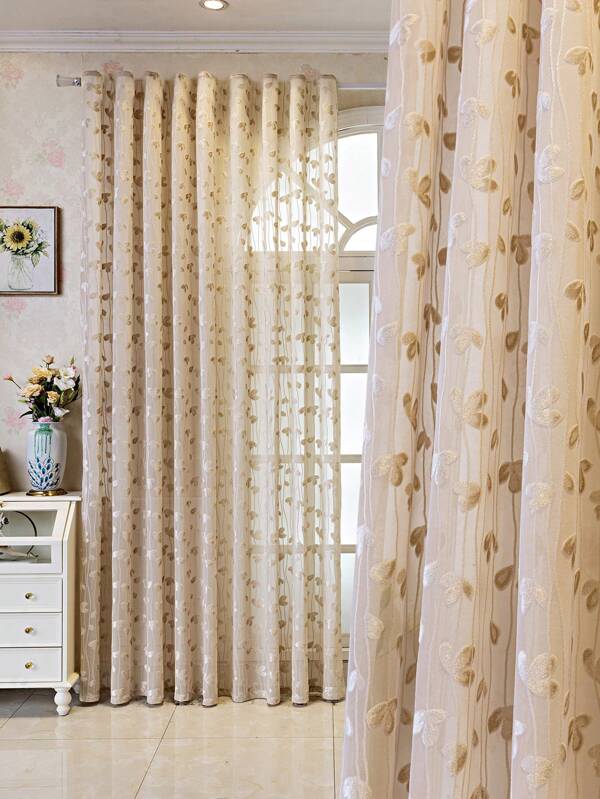 1 Stück Federgras Design Plüsch Voile Vorhang, Halbschattierung für Raumdekoration, Schlafzimmer Fenstervorhang, leichte Filterung und Privatsphäre Schutz