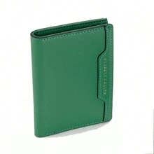 1個PU材質女士迷你簡約翻蓋短款錢包，設有按扣式袋和信用卡插槽，是一款全季通用的迷你時尚錢包袋，適用於女孩商務休閒用