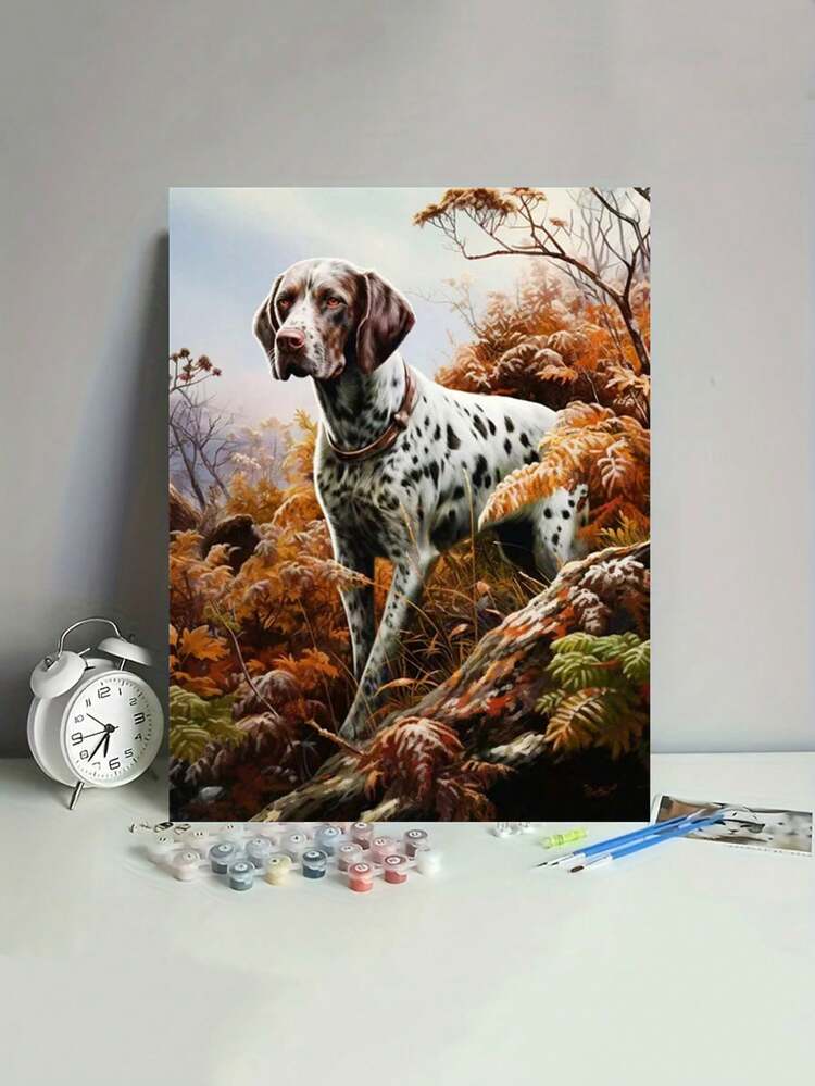 Juego de pintura al óleo digital personalizada con perro manchado, una pintura al óleo cuidadosamente elaborada que muestra tu personalización con colores. Elige una pintura para decorar tu espacio. - Marrón - Añade 1