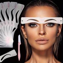 12 cái Có thể tái sử dụng Bút chì kẻ lông mày Bộ & 1 Miếng Dao cạo lông mày , Hướng dẫn Tạo kiểu Đúng mẫu Mắt Lông mày DIY Vẽ Dụng cụ chải chuốt  Mẫu Thẻ Dễ Công cụ trang điểm - Trong sáng - Xem 1