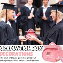 6 Pcs Graduation Cap Gift Box Graduation Party Favors Graduation Candy Box Treat Box With Tassel Graduation Centerpieces For Tables 2024 Graduation Decorations Grad Part(Pink) - Pink - View 7