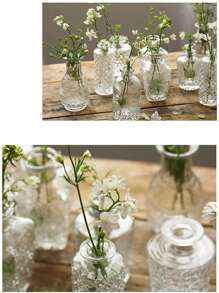 1pc Glass Bud Vase - Mini Retro Vase, Used For Wedding Decoration, Family Dining Table Flower Decoration, Spring/Summer Decoration Gifts Birthday Graduation