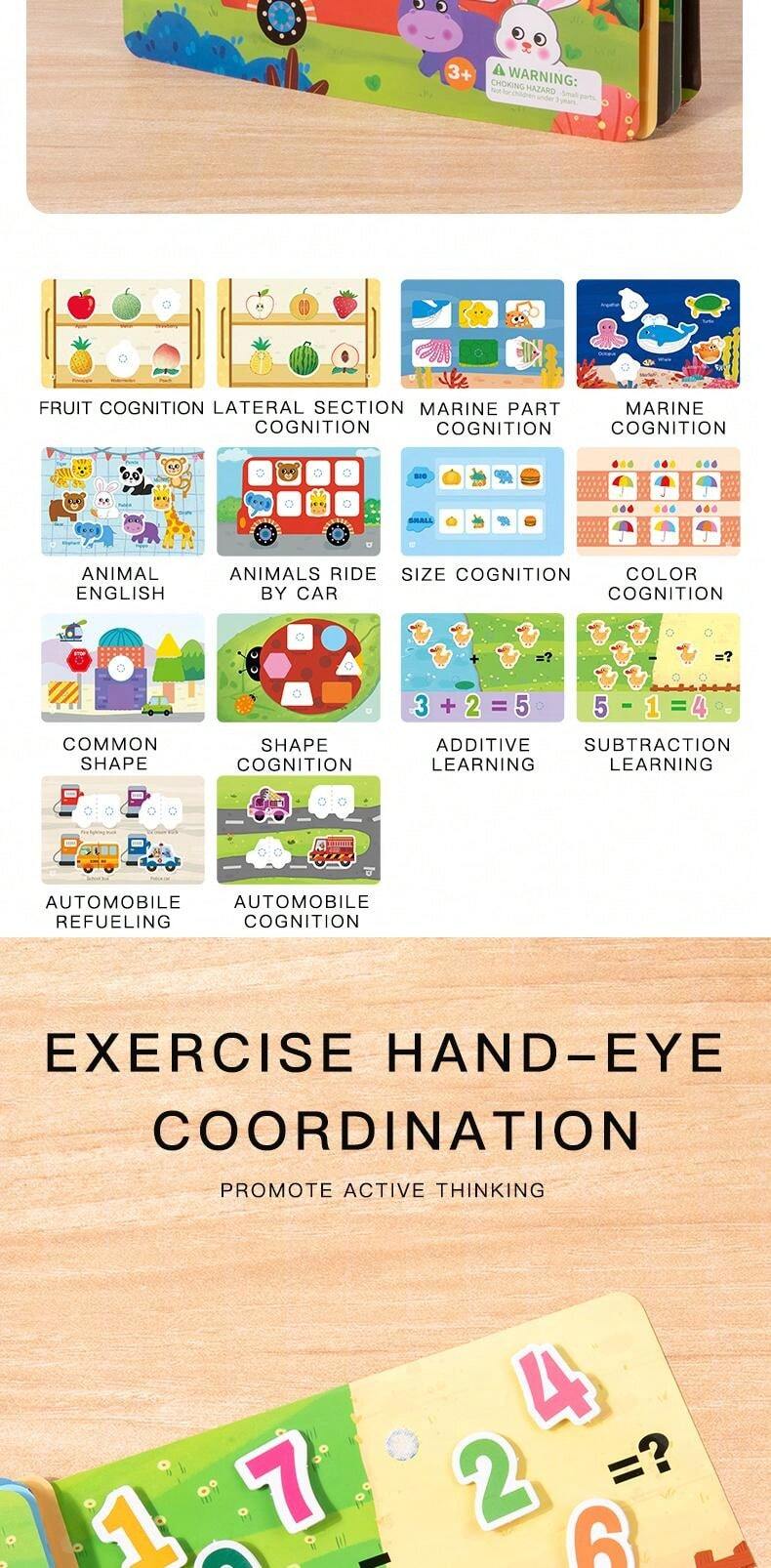 Montessori Quiet Book PreSchool Learning Activity Book Sensory Toy