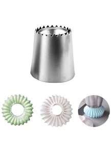 1pc/3pcs/5pcs Stainless Steel Large Piping Tip For Cake Decorating - Russian Icing Nozzle For Frosting, Cupcakes, Cookies - Baking Tools And Kitchen Gadgets