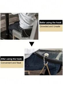 Colgador de bolso, gancho para bolsos plegable con estampado de mármol, gancho para mochilas - Blanco - Ver 7