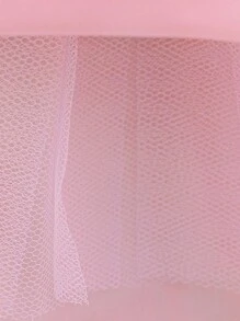 女婴无袖蝴蝶贴花薄纱蓬蓬裙，适合婚礼花童，不含头饰 - 粉色 - 查看 9