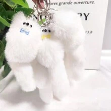 1pc Plush Little Fox Model Pendant, Women Backpack & Car Keychain Mini Gift - White - View 3