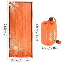 应急睡袋，2 包便携式保暖露营袋，防水轻便应急毯生存装备，带指南针和口哨，适用于露营徒步户外探险 - 橘色 - 查看 6