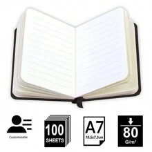 Motarro* Libreta de papel en blanco retro A7, diario, bloc de notas sin líneas para graffiti, pintura y dibujo. Cubierta negra con 100 páginas. Útiles de oficina y escolares - Negro - Ver 3