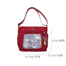 女士时尚尼龙通勤手提包，2024新款韩版大容量斜挎包，单肩包和手提包 - 紅色 - 查看 7