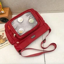 女士时尚尼龙通勤手提包，2024新款韩版大容量斜挎包，单肩包和手提包 - 紅色 - 查看 6