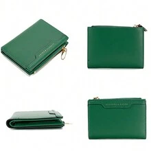 1個PU材質女士迷你簡約翻蓋短款錢包，設有按扣式袋和信用卡插槽，是一款全季通用的迷你時尚錢包袋，適用於女孩商務休閒用