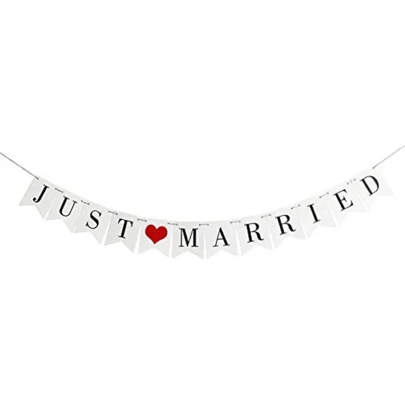 1pc, Just Married Vintage Banner - Perfect For Wedding, Bridal Shower, And Home Decor - Festive And Elegant Garland For Photo Booth And Party Decoration Valentine's Day