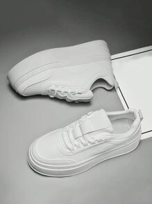 男裝厚底，輕便，防滑，透氣，個性化和時尚，旅行，工作鞋，以及青少年和學生增高鞋 - 白色 - 查看 2