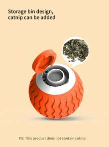 1个可充电智能滚球猫玩具，带LED灯，2种滚动模式，适合猫狗互动玩耍 - 橘色 - 查看 4