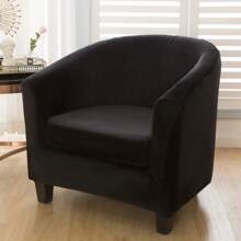 2Pcs/Set Stretch Tub Chair Covers Club Velvet Armchair Slipcovers For Dining Home Living Room Club Bar Chair Slipcovers - Black - View 7