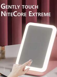 Travel Makeup Mirror Portable LED Lighted Makeup Mirror Touch Screen Vanity Lighted Mirror USB Rechargeable Tabletop Folding Cosmetic Mirror Light Up - Pink - View 6