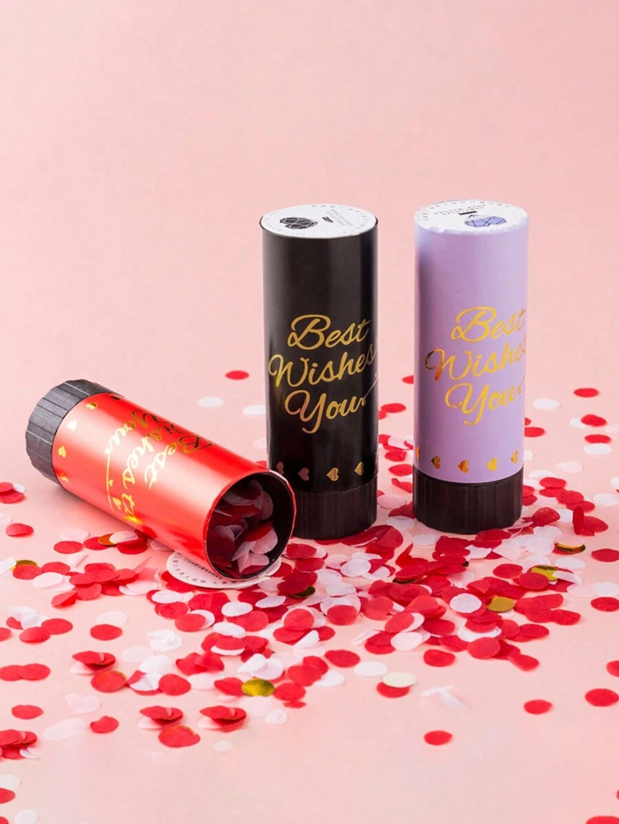 1入迷你手持式彩帶彈射器，可攜式DIY彈簧驅動彩帶炮，彩色紙帶和彩帶碎片，適用於派對、婚禮、母親節、家庭聚會、裝飾和小禮物 - 黑色 - 查看 1