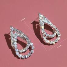 1 Coppia di orecchini di moda da donna decorati con strass a forma di cuore pieno, adatti per feste e uso quotidiano, San Valentino