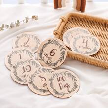 Set Of 8 Wooden Eucalyptus Milestone Cards For Newborns Without Wooden Box, Double-Sided Monthly Milestone Discs Baby Memorial Photography Props, Suitable As Baby Shower Gifts Baby Shower Family Decorations Gifts Baby Shower Easter Gifts Things For Girls/Boys