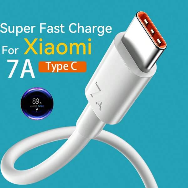 Cable USB Tipo C de 7A 100W para carga rápida para S24 S23, Redmi 13 12, Honor, Mate 40 30, OPPO, VIVO y otros teléfonos Android - Cable de datos para cargador USB C