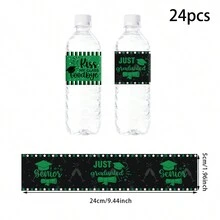 24PCS Water Bottle Labels Sticker, Congratulations Graduation Water Bottle Waterproof Wrappers Sticker For 2024 Graduation Party Decorations - Green - View 2