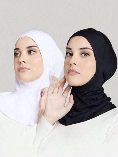 1/2 件女士头巾：纯色弹力头巾帽 - 休闲、舒适、柔软、透气，适合日常穿着