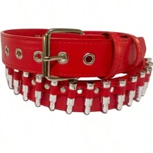 A Bullet Rivet Belt, Punk Rivet Belt Black Leather Rock Belt With Silver Bullets, The Same Style For Men And Women, The First Choice For Gifts - Multicolor - View 10