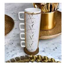 Stanhome Set De 4 Tazas Tintes Doradas Con Rack - Dorado - Ver 1