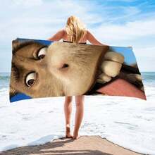 1pc Donkey Printed Oversized Beach Towel, Lightweight Windproof Quick-Drying Towel - Redwood - View 3