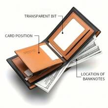 1 件男士商务钱包 - 优雅黑色 PU 皮革，带 3D 浮雕狮子，纤薄实用的设计，三折钱包，男士礼物，钱包，钱包，男士钱包，皮革 - 黑色 - 查看 5