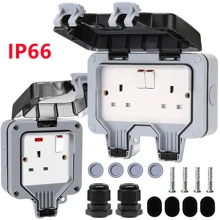 Tapsin Waterproof Outdoor Double Pole Switched Socket Box Electrical External Safe Plug 2gang IP66 With Lid - Grey - View 2