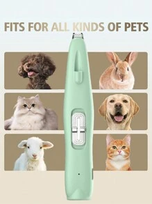 1入組LED和UV燈光電動寵物修剪器，適用於修剪爪子，腳趾，耳毛和局部剪髮，USB可充電款式