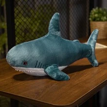 1pc Blue Lifelike Plush Shark Toy, Home Decor, Birthday Gift - Blue - View 2