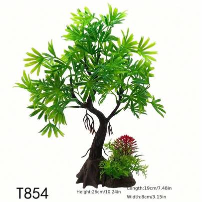Piante acquatiche artificiali in plastica per acquario, decorazioni ad albero di simulazione, altezza 10,2-11 pollici, per decorazioni di vasche per pesci