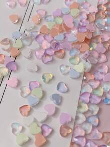 1 Bag 50 Pieces Flat Bottom Color, Mini Heart-Shaped Glass Drill, Love Nail Art Decorations, Valentine's Day DIY,Nails Gems Commonly Used Sizes In Japan And South Korea,Nails Charms