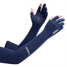 Sun Protective Anti UV Summer UV Protection Ice Sleeves Breathable Arm Sleeves For Driving Or Cycling With Extended Two-Finger Gloves