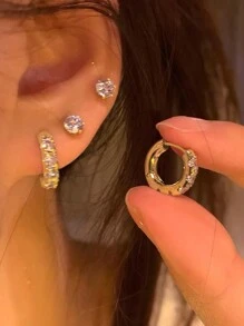 2 Pairs Of Exquisite, High-End, Luxurious Copper Earrings With , Elegant And Fashionable, Suitable For Women For Casual And Daily Wear, Holiday Gifts.